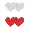 Pretty Pasties Glitter Hearts Red/Silver - 2 Pair - Lingerie - Packaged