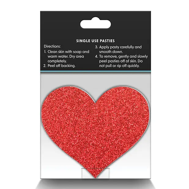 Pretty Pasties Glitter Hearts Red/Silver - 2 Pair - Lingerie - Packaged