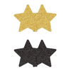 Pretty Pasties Glitter Stars Black/Gold - 2 Pair - Lingerie - Packaged