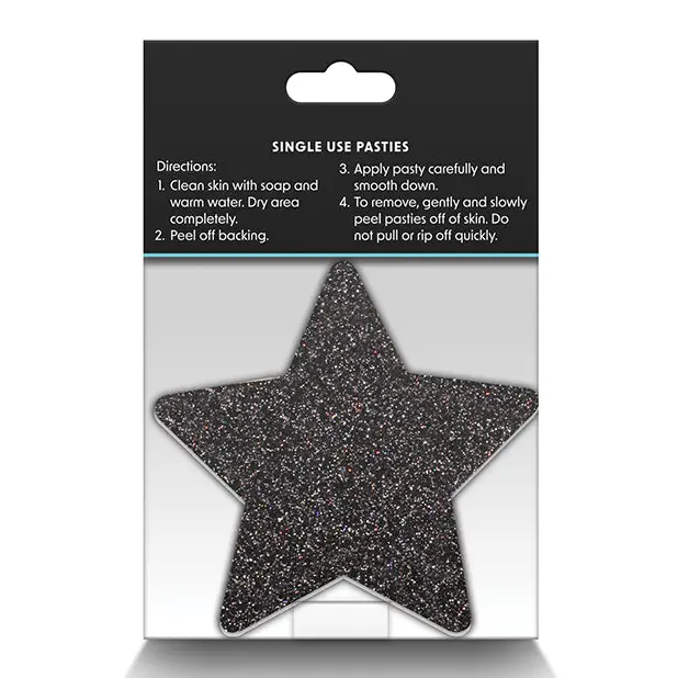 Pretty Pasties Glitter Stars Black/Gold - 2 Pair - Lingerie - Packaged