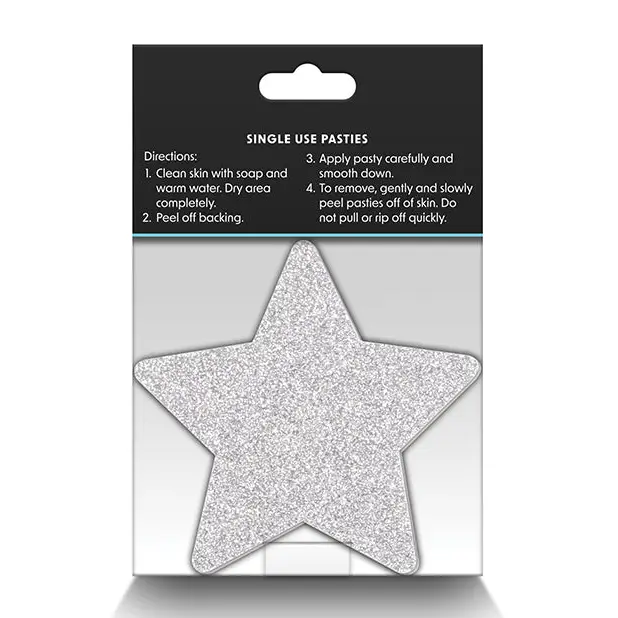 Pretty Pasties Glitter Stars Red/Silver - 2 Pair - Lingerie - Packaged