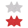 Pretty Pasties Glitter Stars Red/Silver - 2 Pair - Lingerie - Packaged
