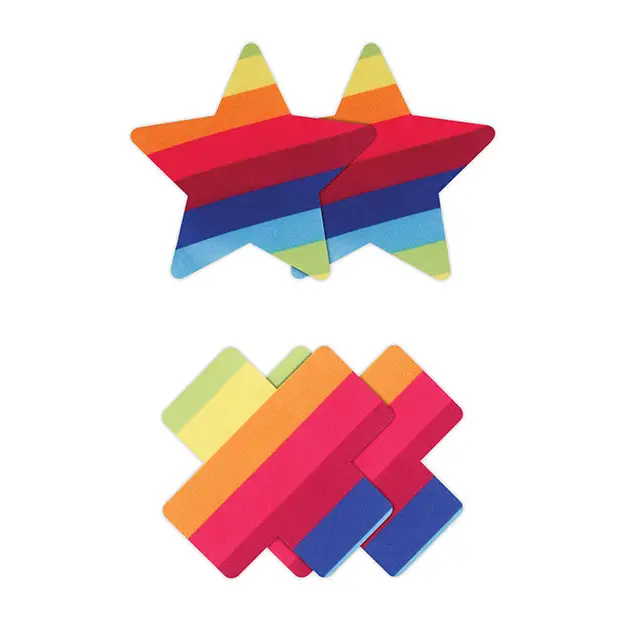 Pretty Pasties Pride Cross & Star Rainbow - 2 Pair - Lingerie - Packaged