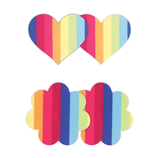 Pretty Pasties Pride Heart & Flower Rainbow - 2 Pair - Lingerie - Packaged