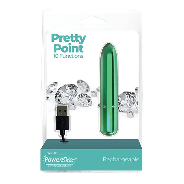 Pretty Point Rechargeable Bullet - 10 Functions Teal - Stimulators