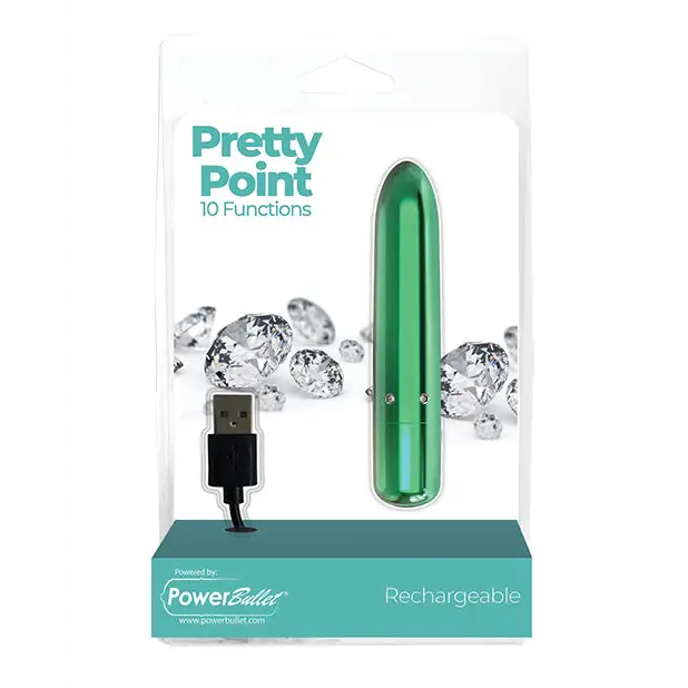 Pretty Point Rechargeable Bullet - 10 Functions Teal - Stimulators