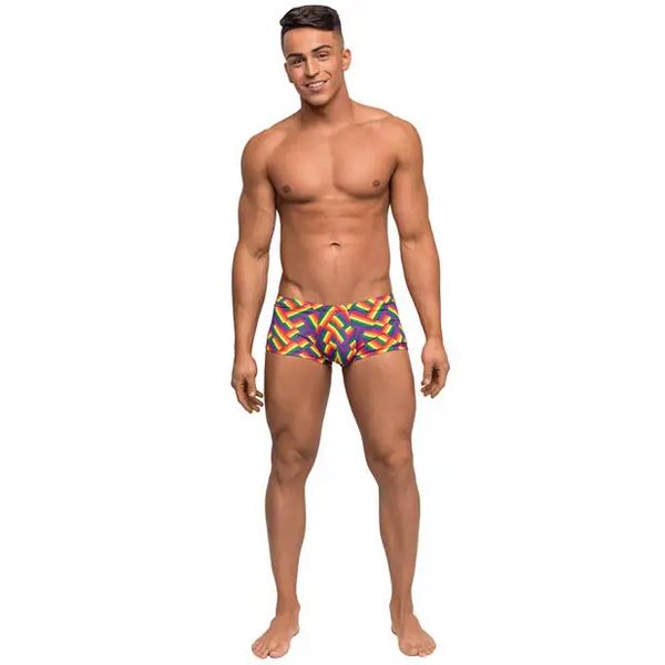 Pride Fest Contoured Pouch Mini Short Rainbow MD - Lingerie - Packaged