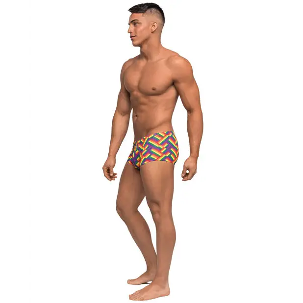 Pride Fest Contoured Pouch Mini Short Rainbow XL - Lingerie - Packaged