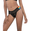 Pride Lace Rainbow Side Straps Panty Black O/S - Lingerie - Hanging