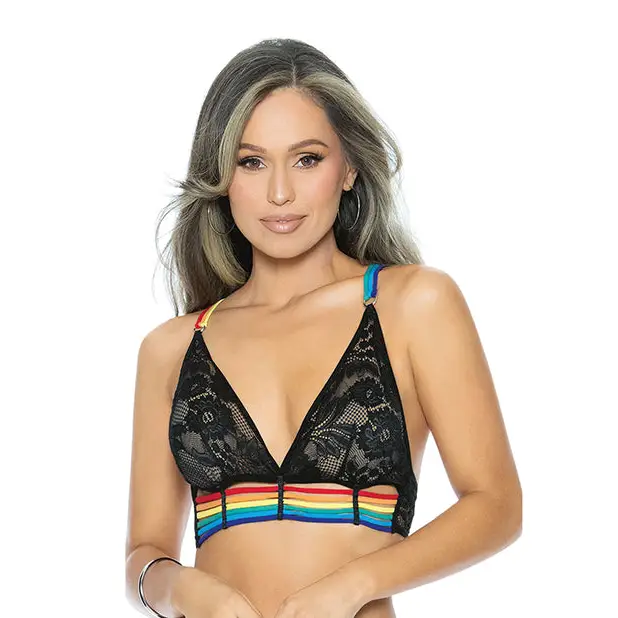 Pride Lace Rainbow Strappy Halter Top Black O/S - Lingerie - Hanging