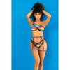 Pride One Shoulder Top Garter Belt & Panty Black Prints S/M - Lingerie - Packaged