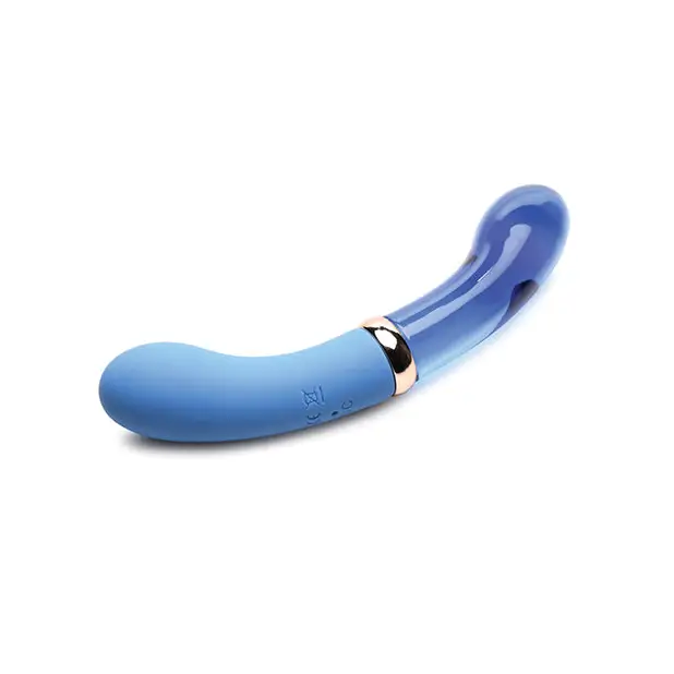 Prisms Vibra-Glass 10x Dual Ended G Spot Silicone/Glass Vibrator - Bleu - Vibrators