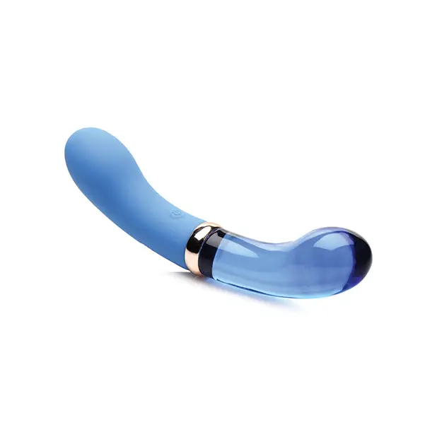 Prisms Vibra-Glass 10x Dual Ended G Spot Silicone/Glass Vibrator - Bleu - Vibrators