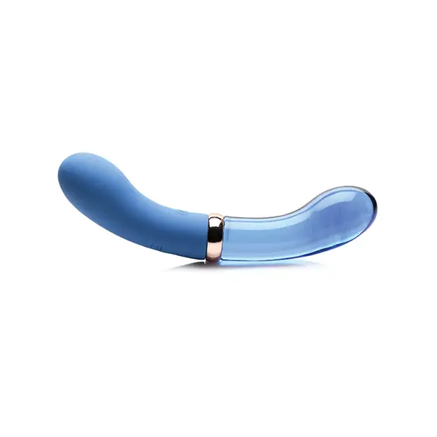 Prisms Vibra-Glass 10x Dual Ended G Spot Silicone/Glass Vibrator - Bleu - Vibrators