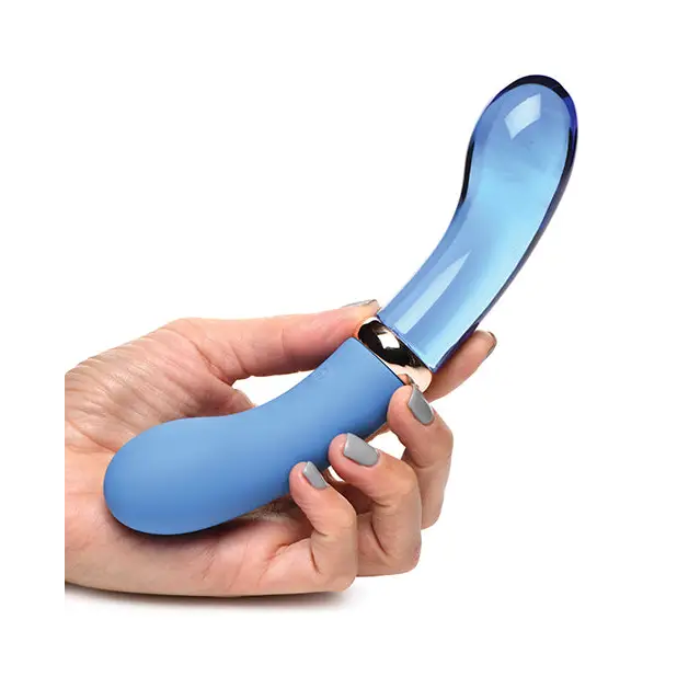 Prisms Vibra-Glass 10x Dual Ended G Spot Silicone/Glass Vibrator - Bleu - Vibrators