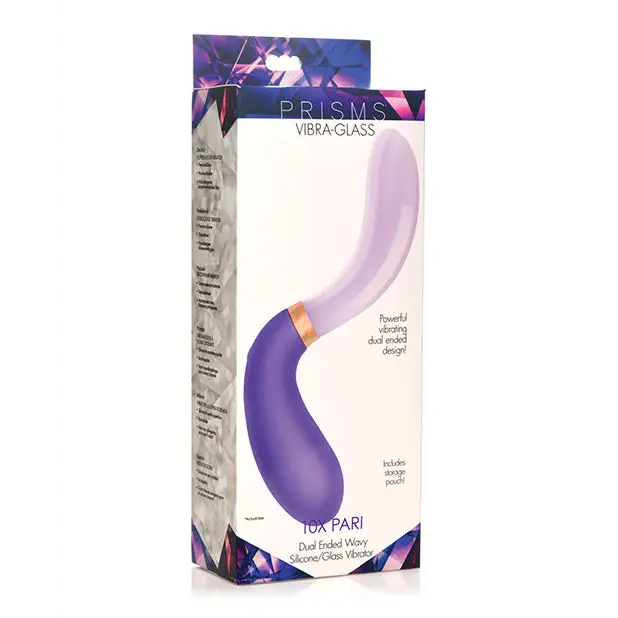 Prisms Vibra-Glass 10x Dual Ended Wavy Silicone/Glass Vibrator - Pari - Vibrators