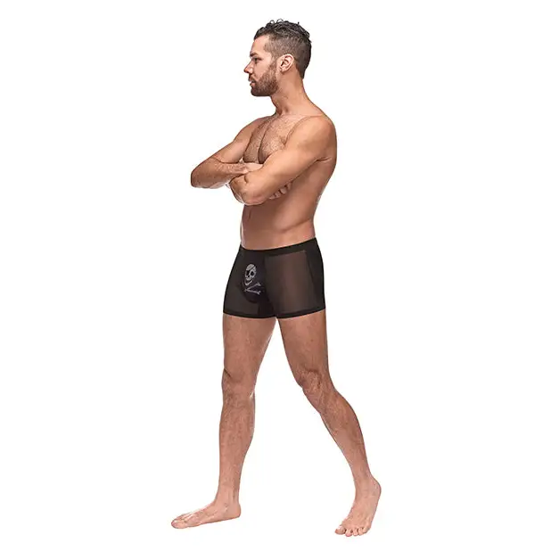 Private Screening Micro Mesh & Modal Skull Pouch Short Black SM - Lingerie - Packaged