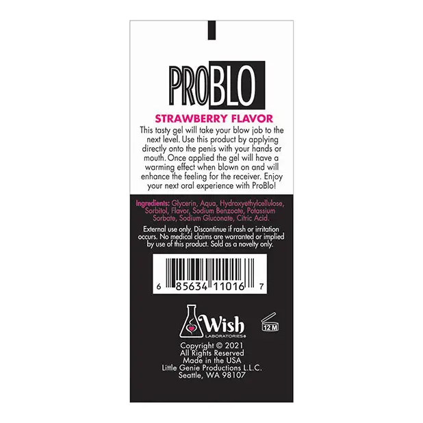 Pro Blo Oral Pleasure Gel - 1.5 oz Strawberry - Sexual Enhancers