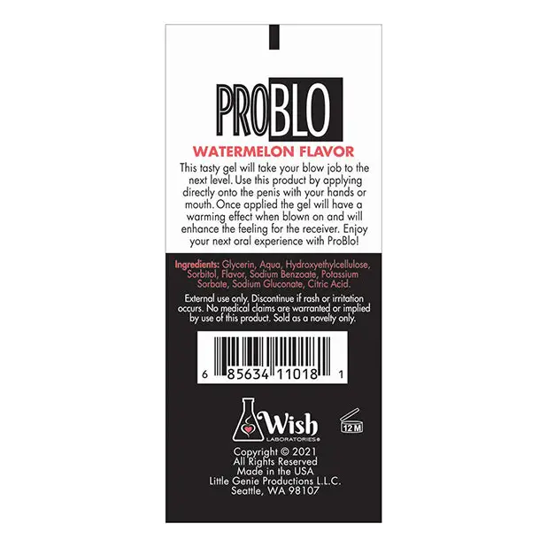 Pro Blo Oral Pleasure Gel - Watermelon - Sexual Enhancers