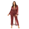 Provence Eyelash Lace Floor Length Robe Zinfandel 1X/2X - Lingerie - Plus/Queen - Hanging