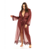 Provence Eyelash Lace Floor Length Robe Zinfandel 1X/2X - Lingerie - Plus/Queen - Hanging