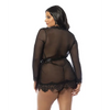Provence Short Robe - Black 1X/2X - Lingerie - Plus/Queen - Hanging
