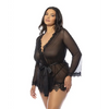 Provence Short Robe - Black 1X/2X - Lingerie - Plus/Queen - Hanging