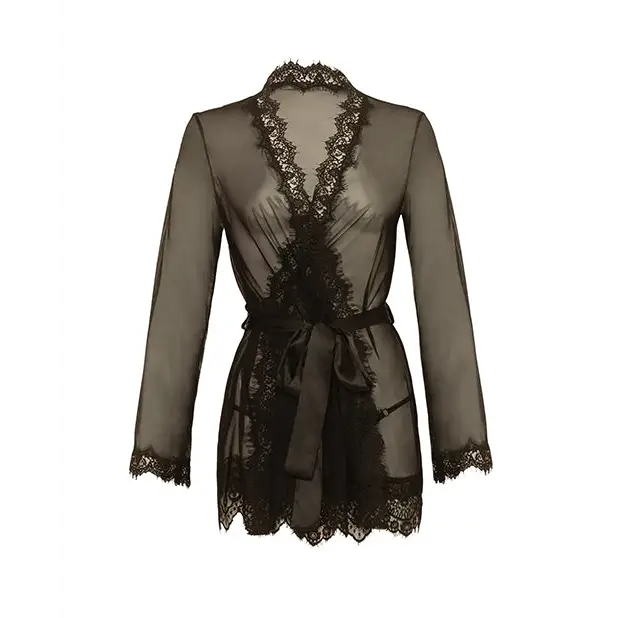 Provence Short Robe - Black L/XL - Lingerie - Hanging
