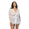 -=Provence Short Robe - White 1X/2X - Lingerie - Plus/Queen - Hanging