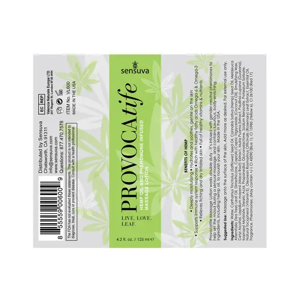 Provocatife Hemp Oil Massage Lotion w/Pheromones - Massage Products
