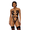 Pull My Strings Sheer Mesh Halterneck Teddy - Black XL - Lingerie - Hanging