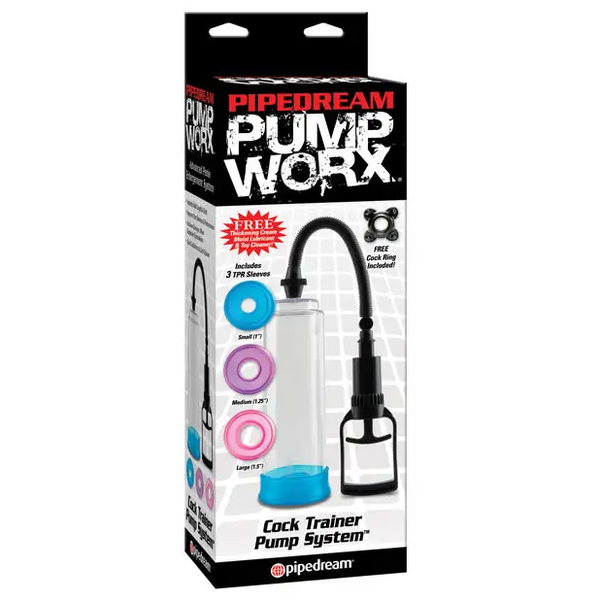 Pump Worx Cock Trainer Pump System w/3 TPR Sleeves - Penis Enhancement