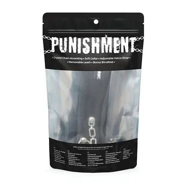 Punishment Crystal Detail Collar & 37’’ Leash - Bondage Blindfolds & Restraints