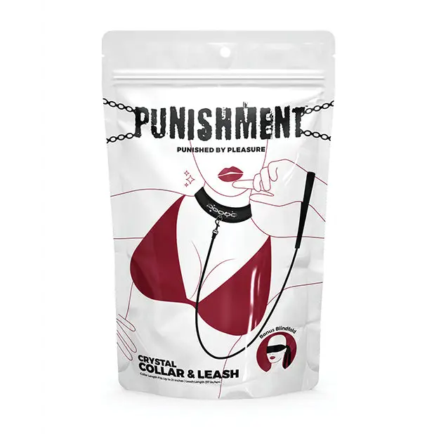 Punishment Crystal Detail Collar & 37’’ Leash - Bondage Blindfolds & Restraints