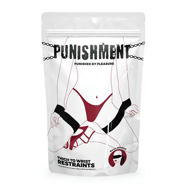 Punishment Thigh to Wrist Restraints - Bondage Blindfolds & Restraints