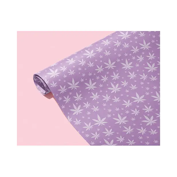 Purple Pot Leaf Wrapping Paper - Bachelorette & Party Supplies