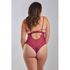 Quinn Cross Dyed Galloon Lace & Mesh Teddy Wine 1X - Lingerie - Plus/Queen - Hanging