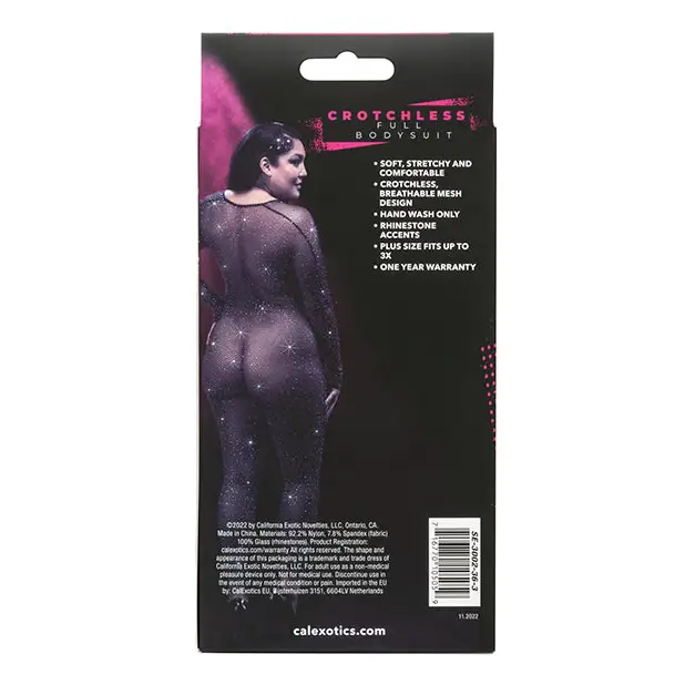 Radiance Crotchless Full Body Suit Black QN - Lingerie - Plus/Queen - Packaged