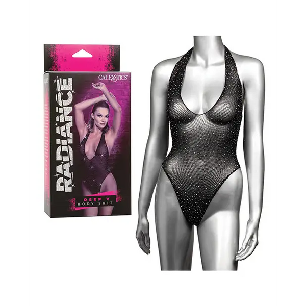Radiance Deep V Body Suit Black O/S - Lingerie - Packaged