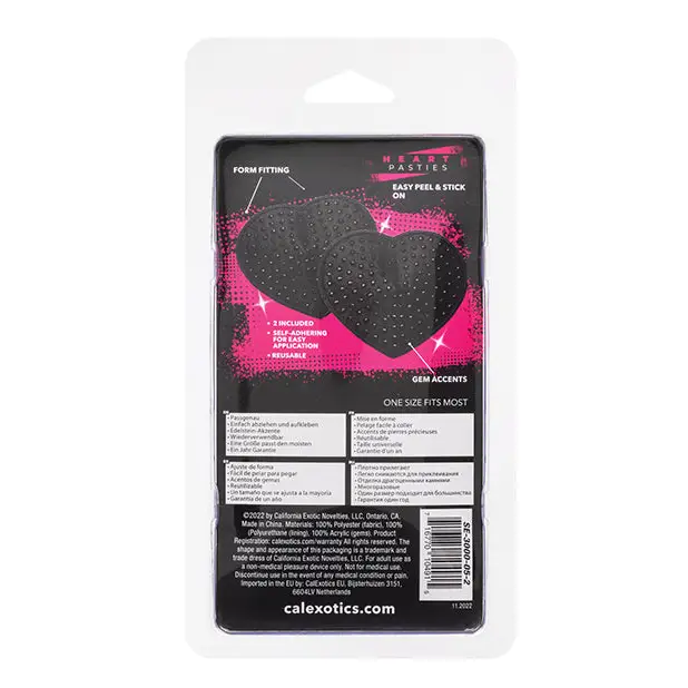 Radiance Heart Pasties Black O/S - Lingerie - Packaged