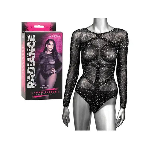 Radiance Long Sleeve Body Suit Black QN - Lingerie - Plus/Queen - Packaged