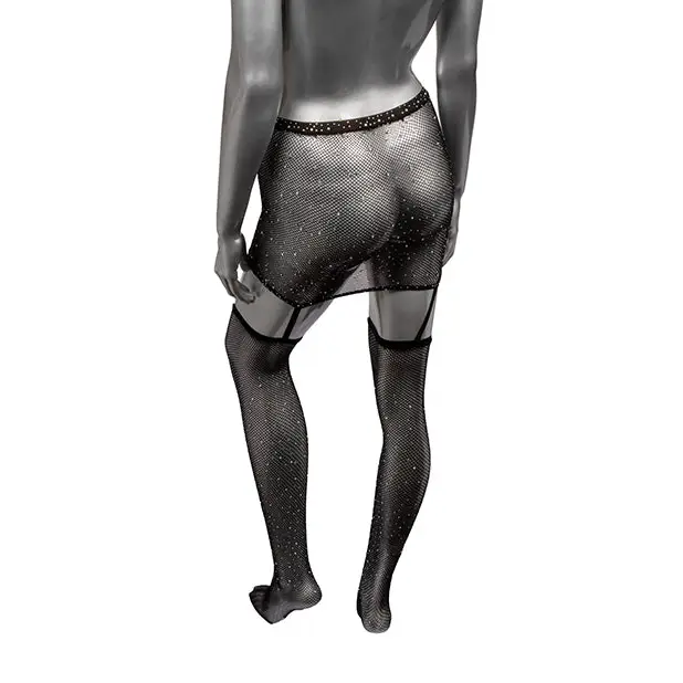 Radiance One Piece Garter Skirt w/Thigh Highs - Black O/S - Lingerie - Packaged