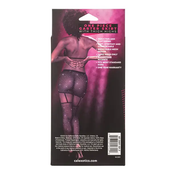 Radiance One Piece Garter Skirt w/Thigh Highs - Black O/S - Lingerie - Packaged