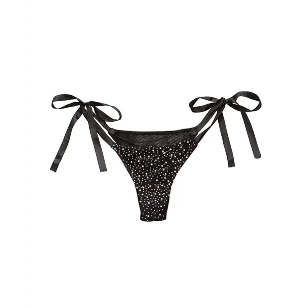Radiance Side Tie Panties Black O/S - Lingerie - Packaged