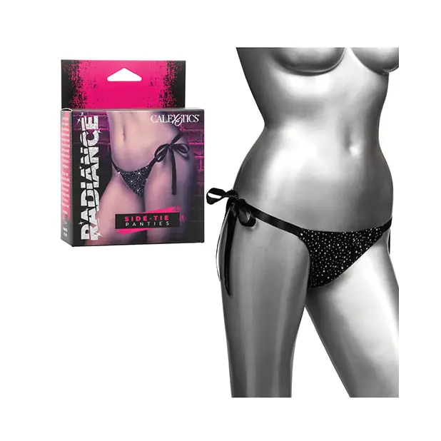 Radiance Side Tie Panties Black O/S - Lingerie - Packaged