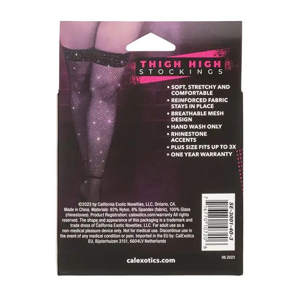 Radiance Thigh High Stockings - Black Plus Size - Lingerie - Packaged