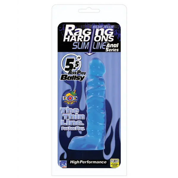 Raging Hard Ons Slimline 5.5’’ Ballsy - Blue Jelly - Dongs & Dildos