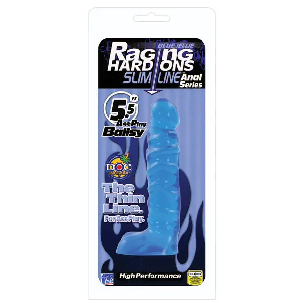 Raging Hard Ons Slimline 5.5’’ Ballsy - Blue Jelly - Dongs & Dildos