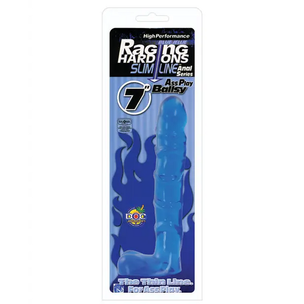Raging Hard Ons Slimline 7’’ Ballsy - Blue Jelly - Dongs & Dildos