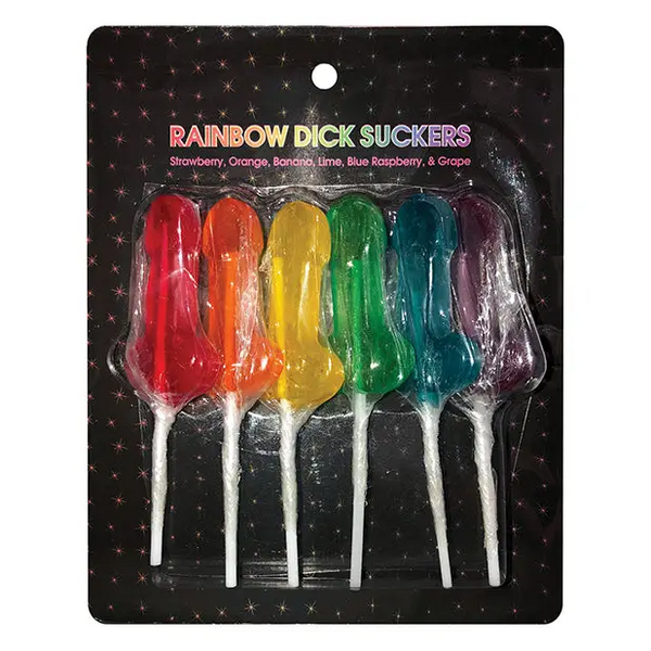 Rainbow Dick Suckers - Asst. Colors/Flavors Pack of 6 - Bachelorette & Party Supplies